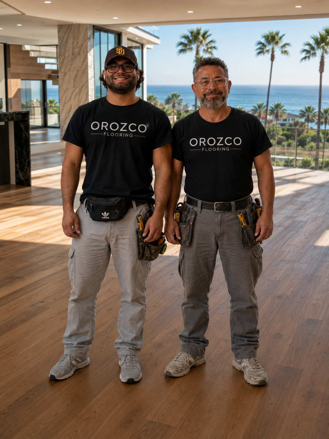 Nathaniel Orozco and his father — the Orozco Flooring family team